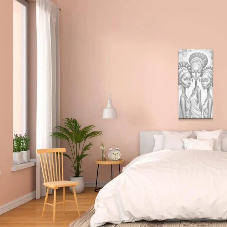 Tre Afrikanska Kvinnor Prickmålning | Dot Painting & Prickkonst