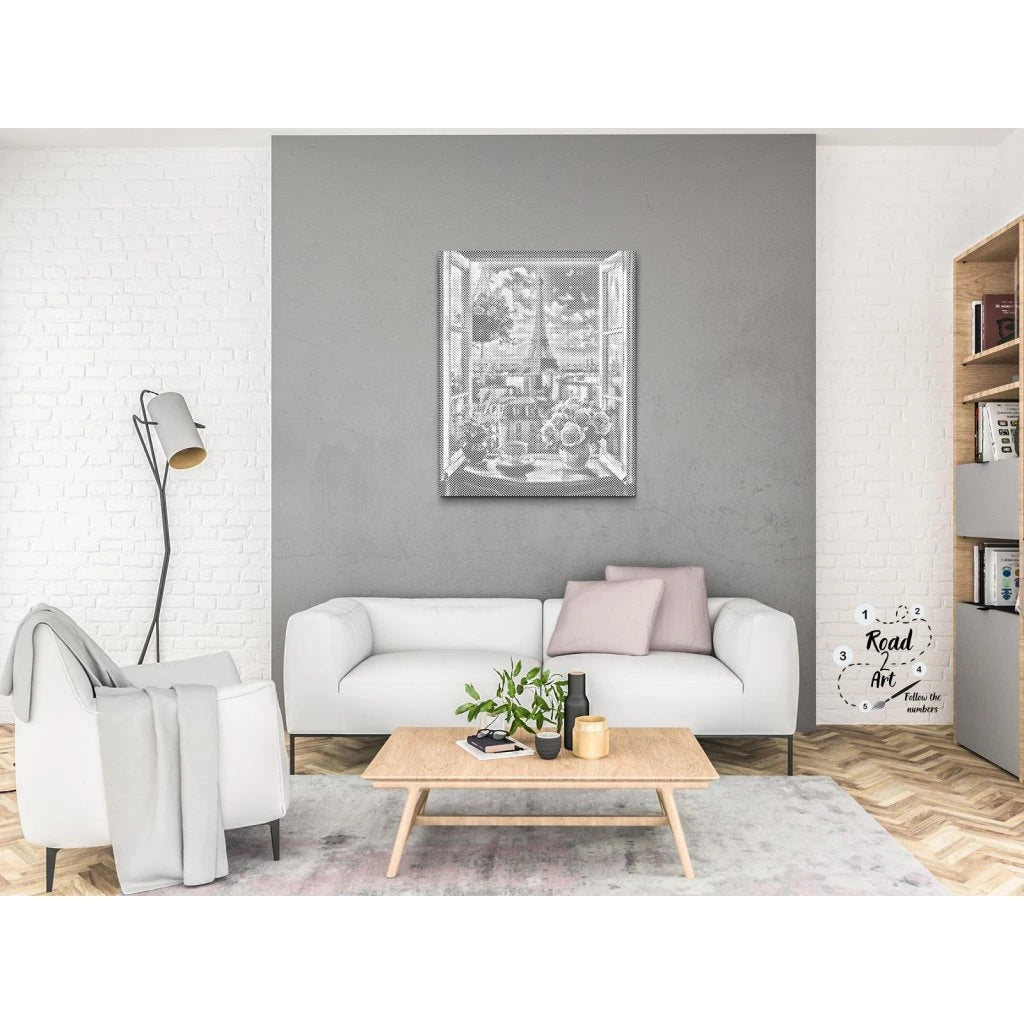 Prickmålning Utsikt över Paris | Dot Painting med Markör