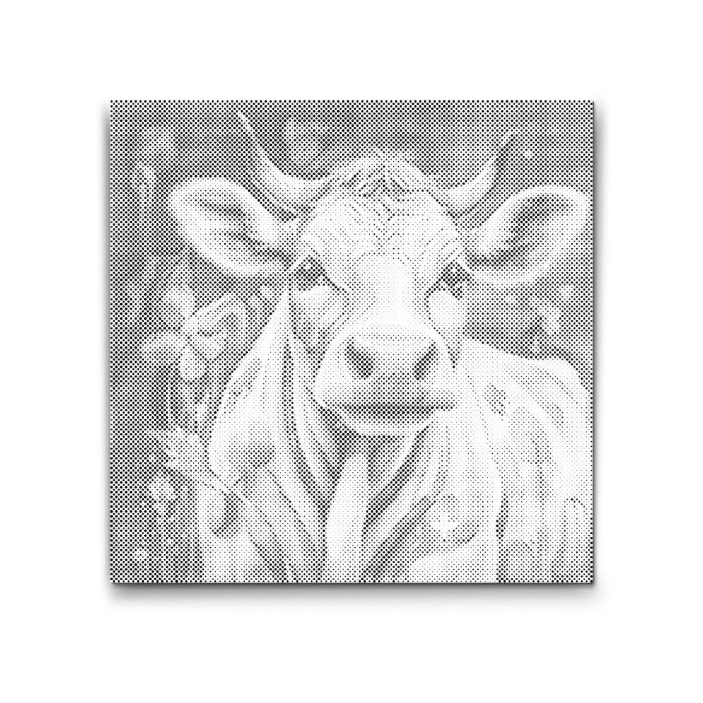 Dot Painting Fröhliche Kuh – Punktmalerei Tiermotiv mit lachender Kuh im Cartoon-Stil