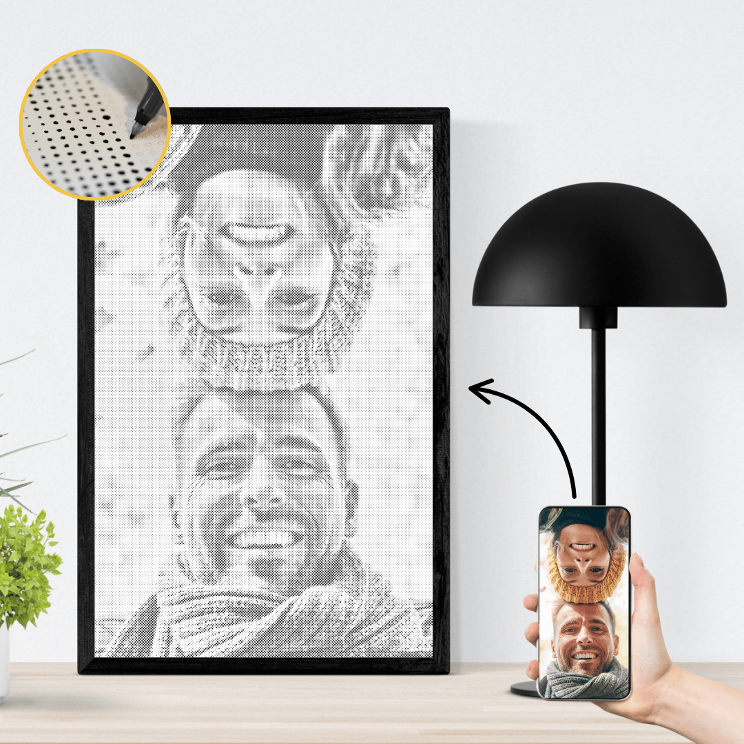 Prickmålning av foto på familj eller husdjur – kreativ hobby