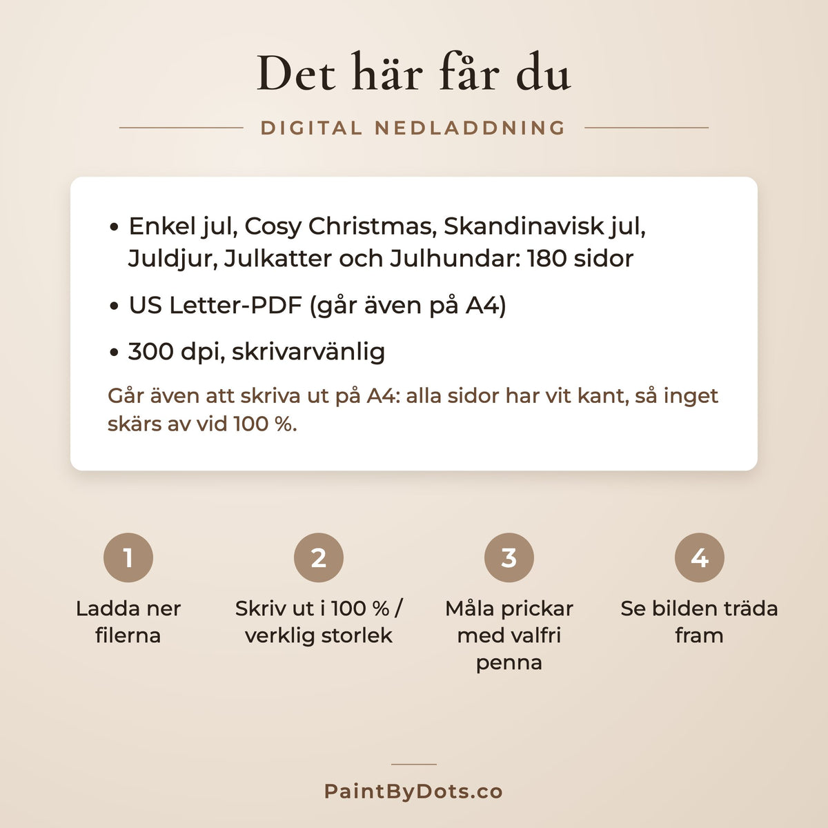 Nedladdningsfiler i Den kompletta julsamlingen prickmålning paketet och hur du skriver ut dem (dot painting)