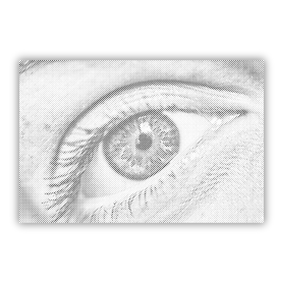 Prickmålning dot painting av mänskligt öga – unik och detaljerad prickkonst.