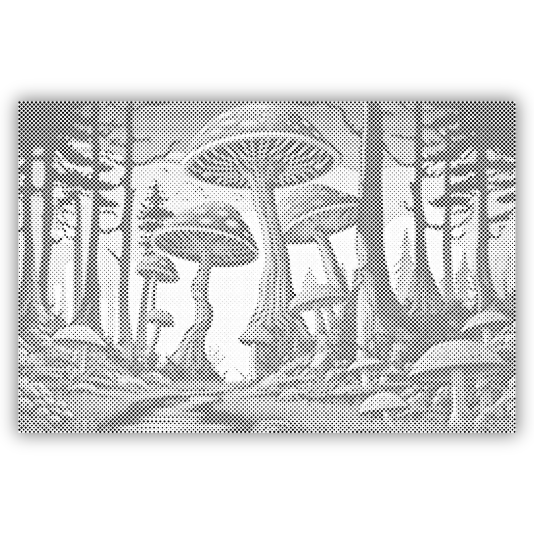 Prickmålning dot painting med svamper – naturinspirerad prickkonst.