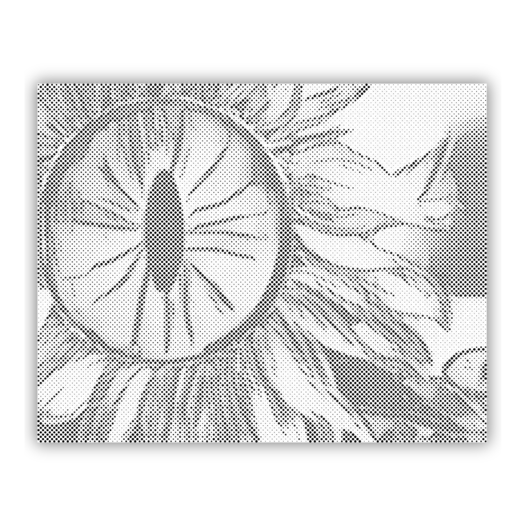 Prickmålning dot painting av solrosöga – färgstark och naturinspirerad prickkonst.