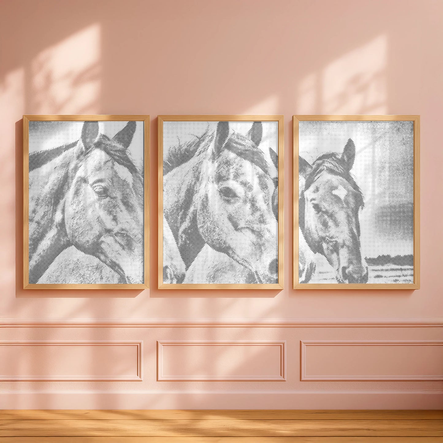 Hästvänner triptyk | Prickmålning