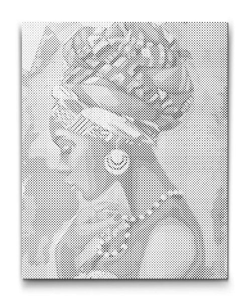 afrikansk kvinna prickmålning prickkonst dot painting kvinna med smycken