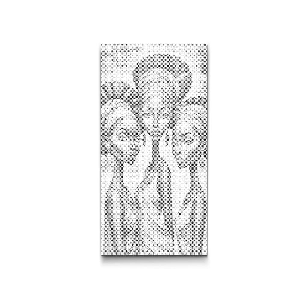 Tre Afrikanska Kvinnor Prickmålning | Dot Painting & Prickkonst