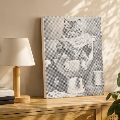 Toalettkonst med katt | Prickmålning