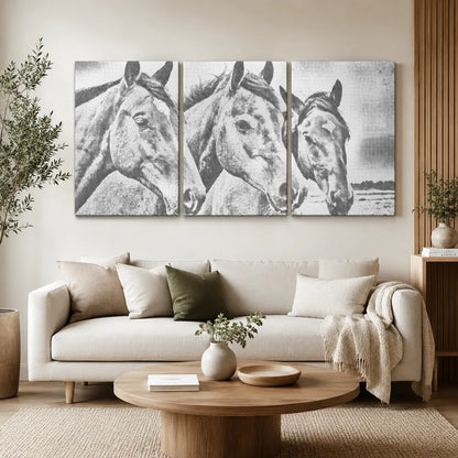 Hästvänner triptyk | Prickmålning