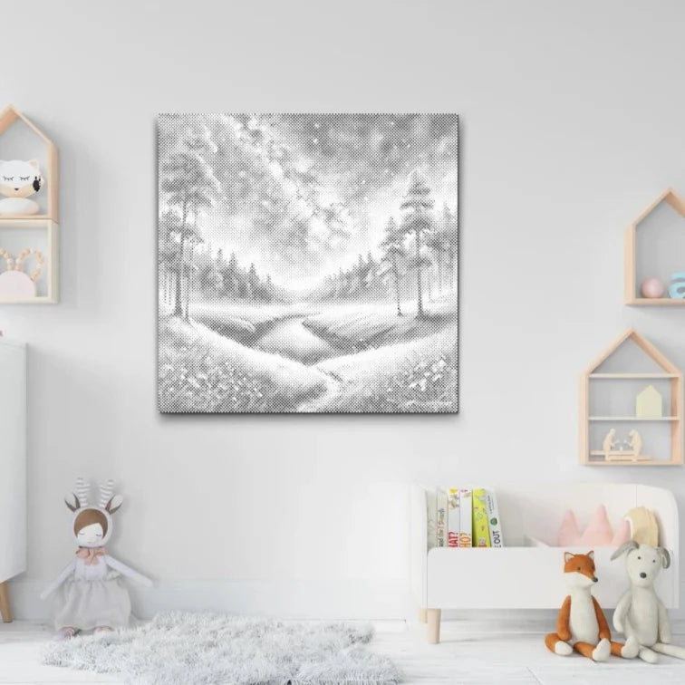 Nattlandskap Prickmålning | Dot Painting & Prickkonst