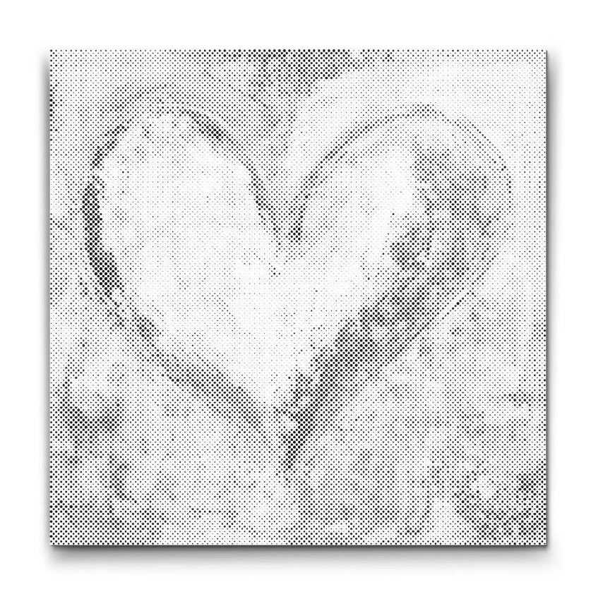 Prickmålning på canvas med abstrakt hjärta i mjukt konstnärligt uttryck