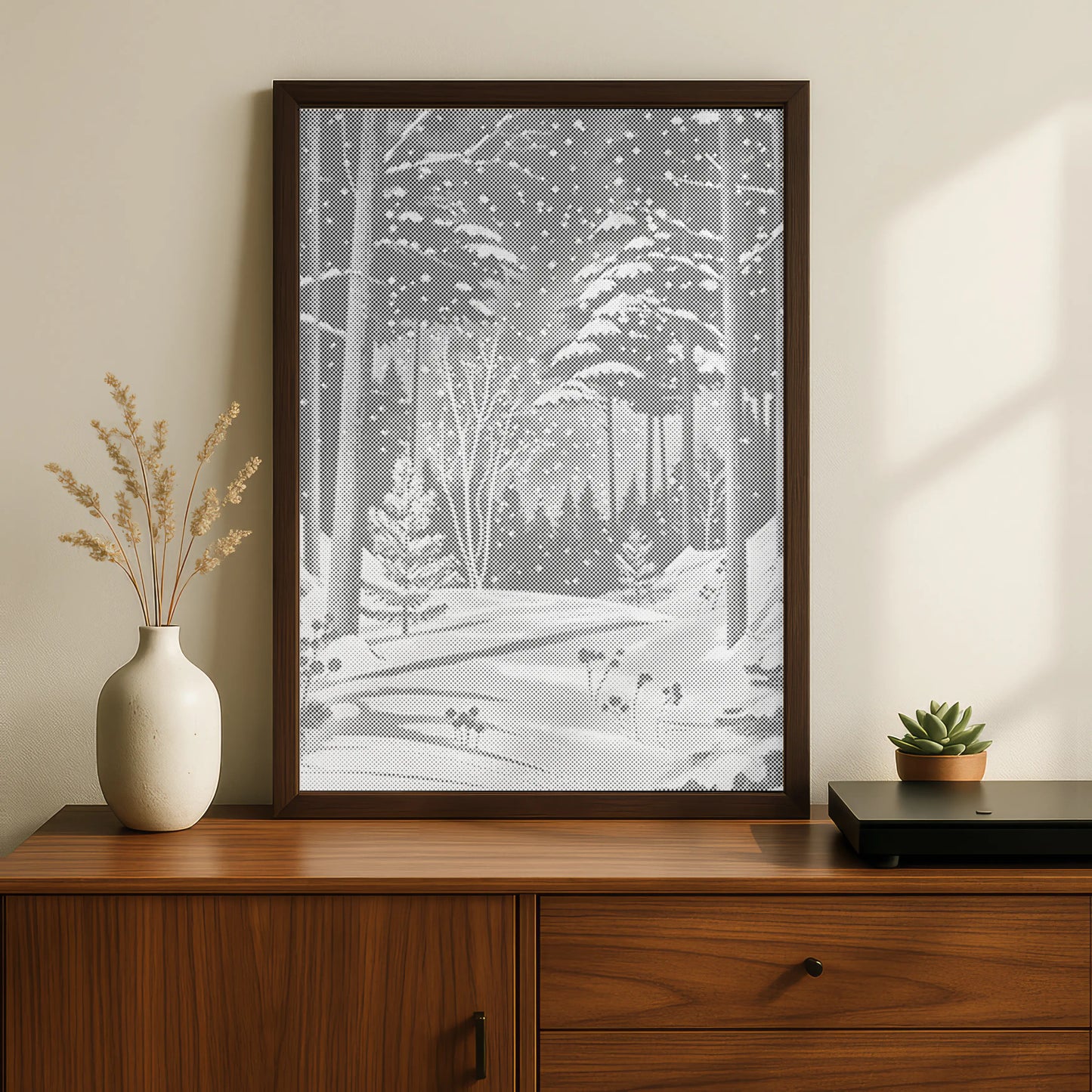Vinterskog i snö | Prickmålning