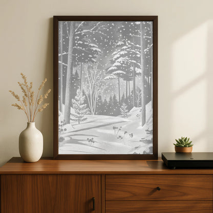 Vinterskog i snö | Prickmålning