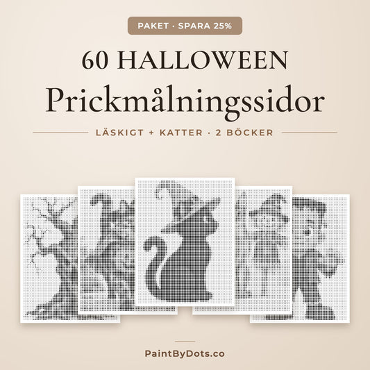 Halloween prickmålning paket med 60 utskrivbara sidor från 2 böcker
