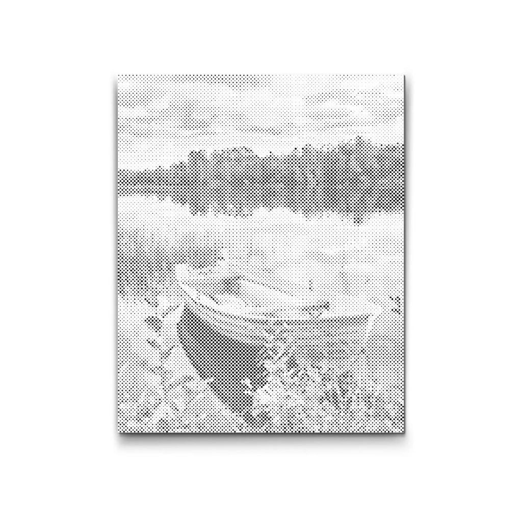 prickmålning roddbåt vid sjön – avkopplande naturmotiv