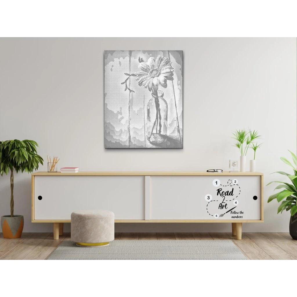 Prickmålning – Blomma i Vas | Dot Painting & Prickkonst