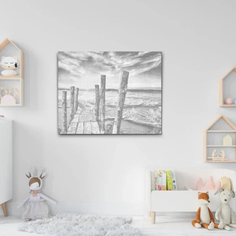 Solnedgång vid Stranden Prickmålning | Dot Painting & Prickkonst