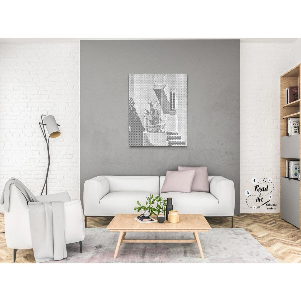 Prickmålning – Mediteransk Balkong | Dot Painting & Prickkonst