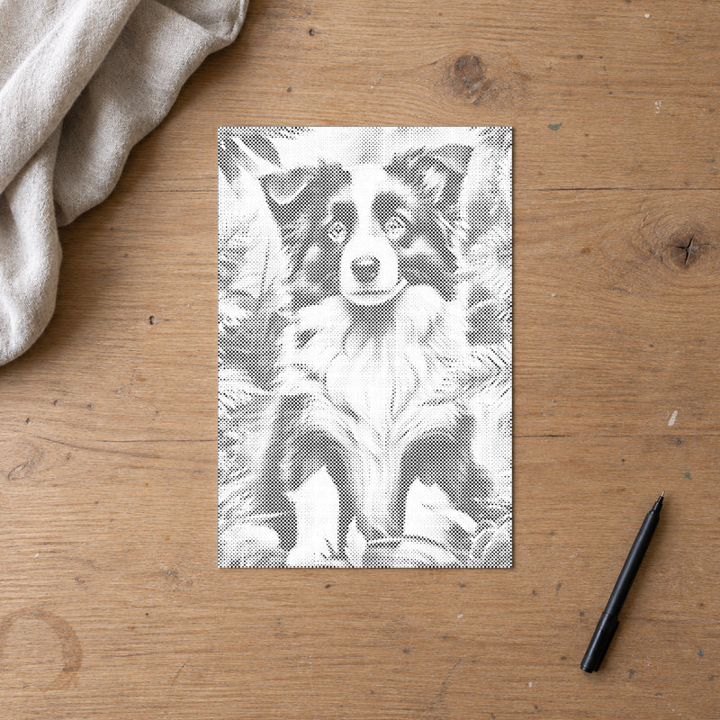 Border collie valp | Prickmålning som färdigt prickmålning motiv